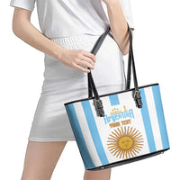 Vamos Argentina Champions Football Custom Leather Tote Bag White and Sky Blue - Wonder Print Shop