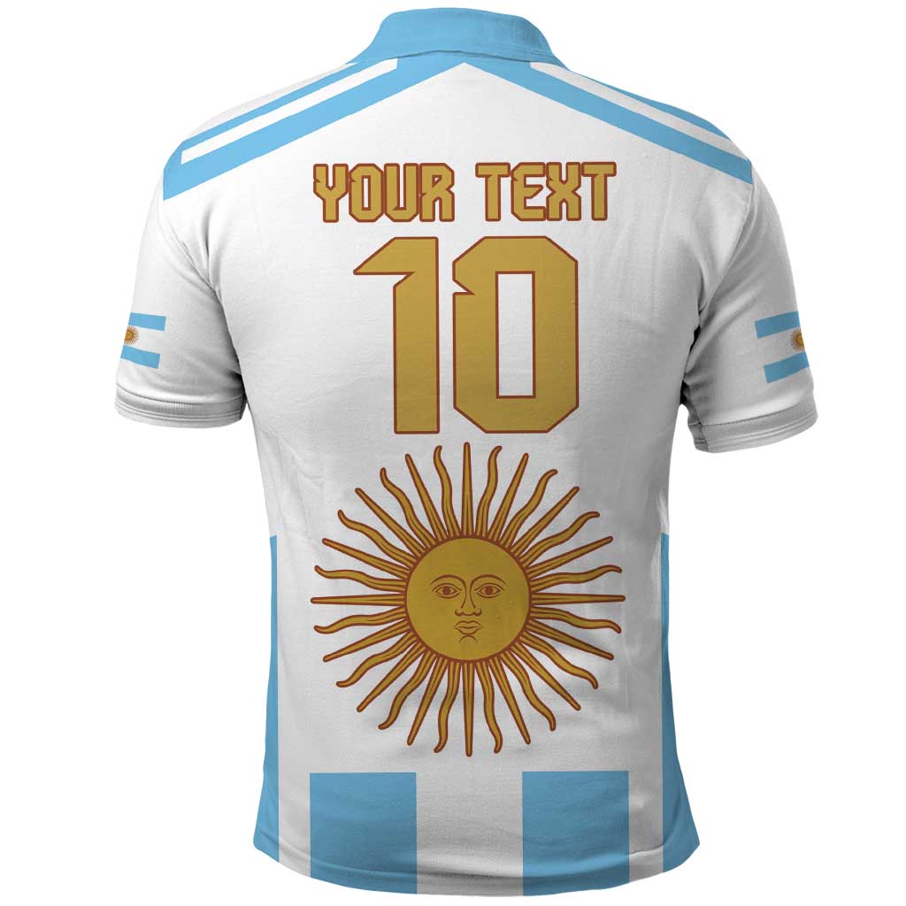 Vamos Argentina Champions Football Custom Polo Shirt White and Sky Blue - Wonder Print Shop