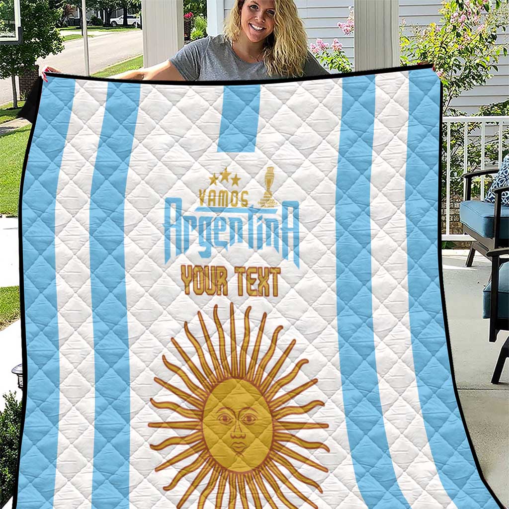 Vamos Argentina Champions Football Custom Quilt White and Sky Blue - Wonder Print Shop