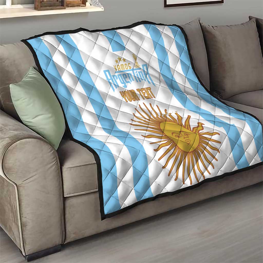 Vamos Argentina Champions Football Custom Quilt White and Sky Blue - Wonder Print Shop
