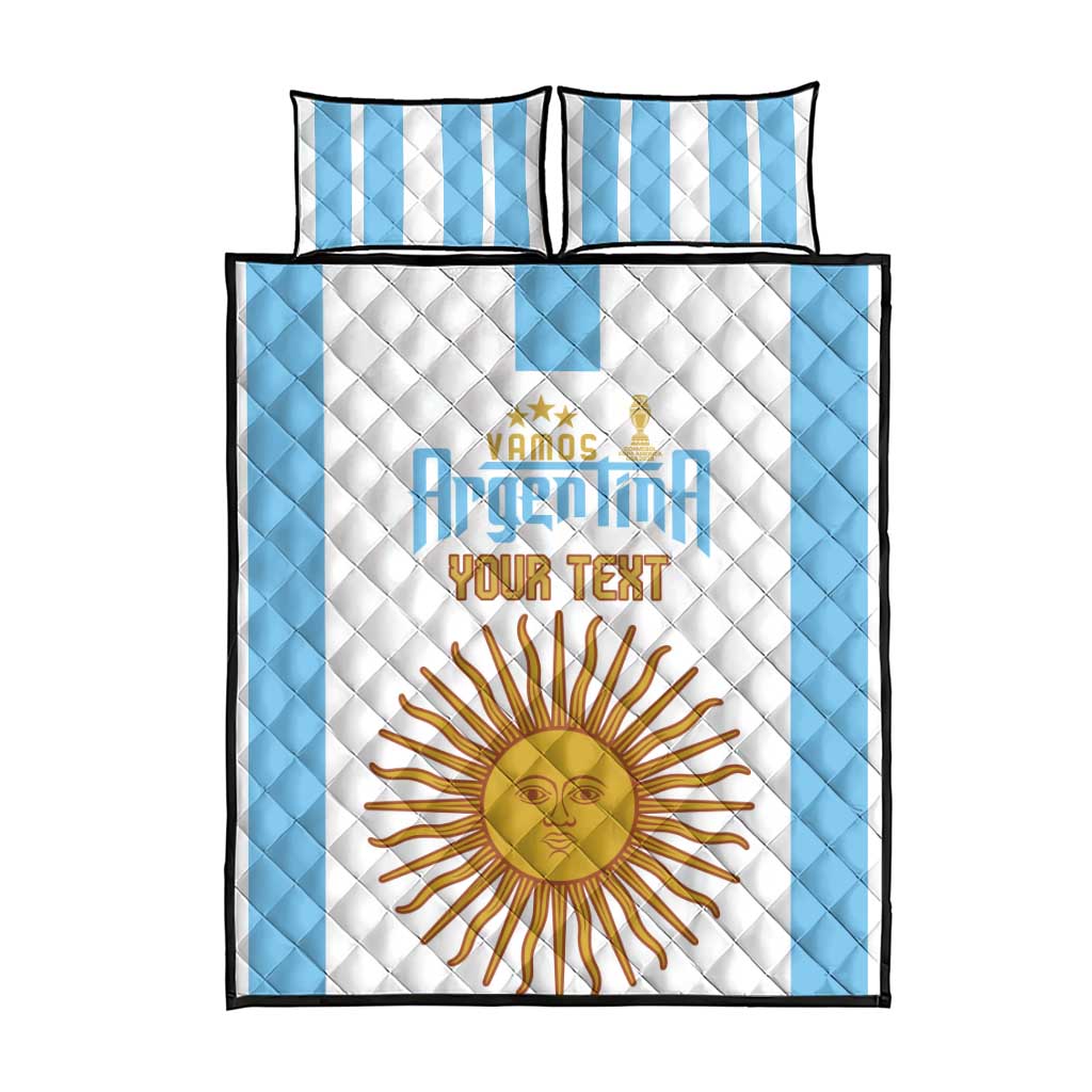 Vamos Argentina Champions Football Custom Quilt Bed Set White and Sky Blue - Wonder Print Shop