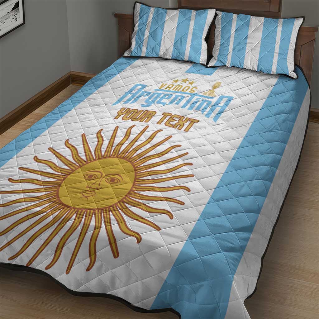 Vamos Argentina Champions Football Custom Quilt Bed Set White and Sky Blue - Wonder Print Shop