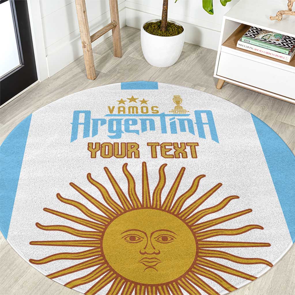 Vamos Argentina Champions Football Custom Round Carpet White and Sky Blue