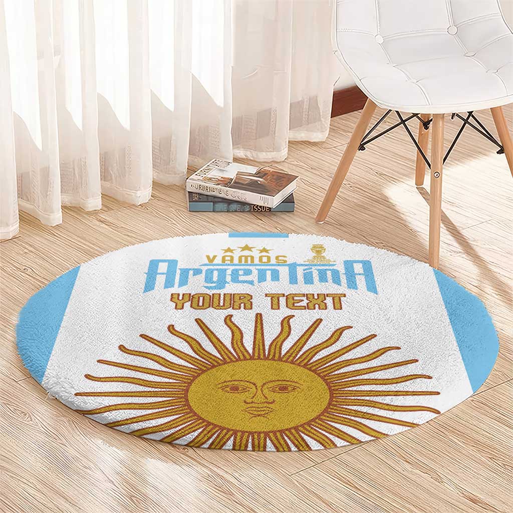Vamos Argentina Champions Football Custom Round Carpet White and Sky Blue