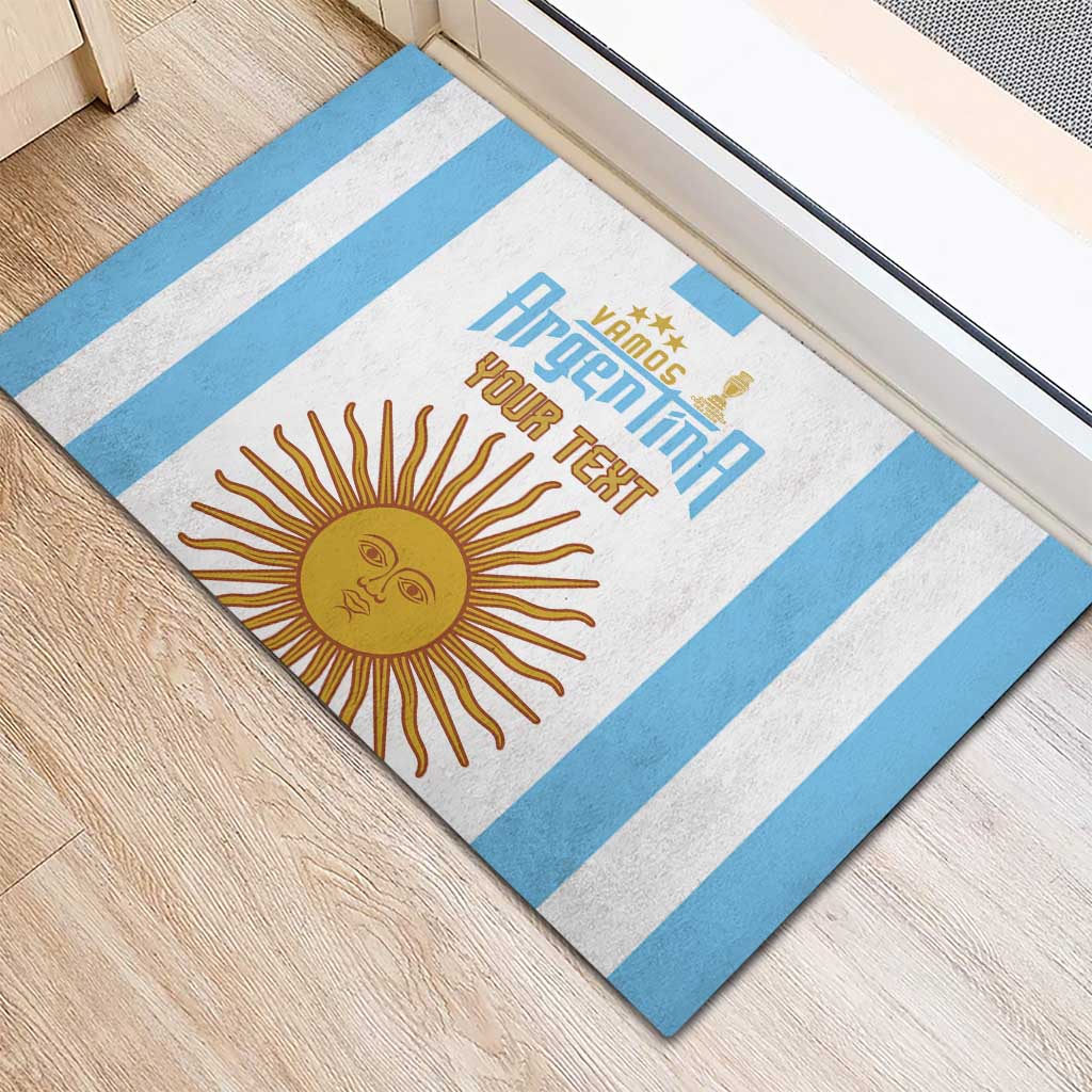 Vamos Argentina Champions Football Custom Rubber Doormat White and Sky Blue - Wonder Print Shop