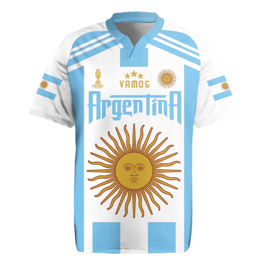 Vamos Argentina Champions Football Custom Rugby Jersey White and Sky Blue - Wonder Print Shop
