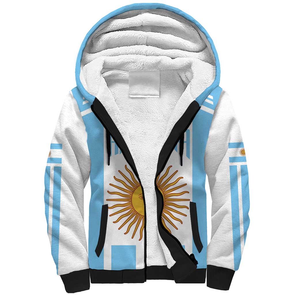 Vamos Argentina Champions Football Custom Sherpa Hoodie White and Sky Blue - Wonder Print Shop