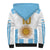 Vamos Argentina Champions Football Custom Sherpa Hoodie White and Sky Blue - Wonder Print Shop