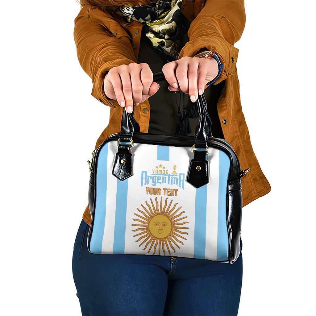 Vamos Argentina Champions Football Custom Shoulder Handbag White and Sky Blue