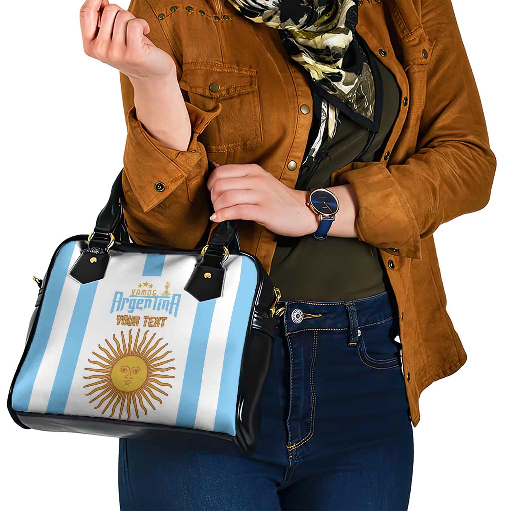 Vamos Argentina Champions Football Custom Shoulder Handbag White and Sky Blue