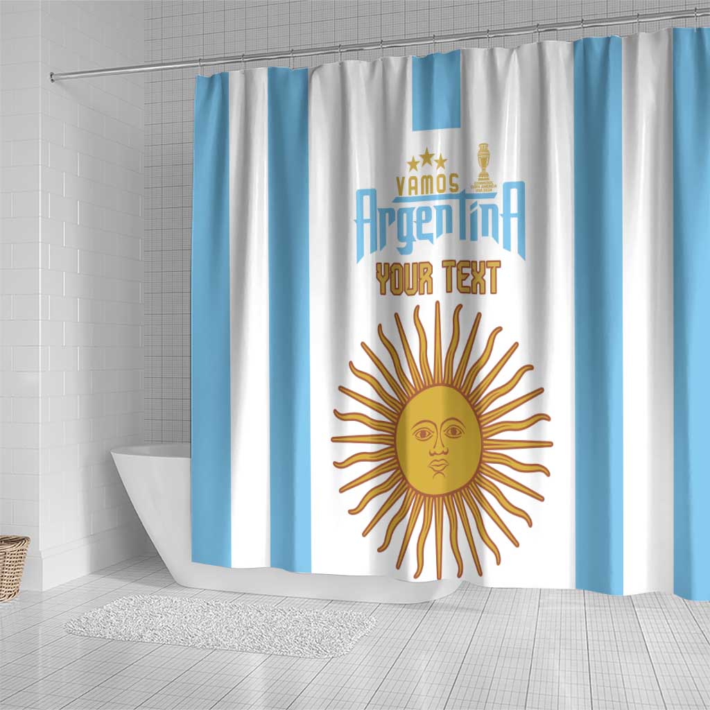 Vamos Argentina Champions Football Custom Shower Curtain White and Sky Blue