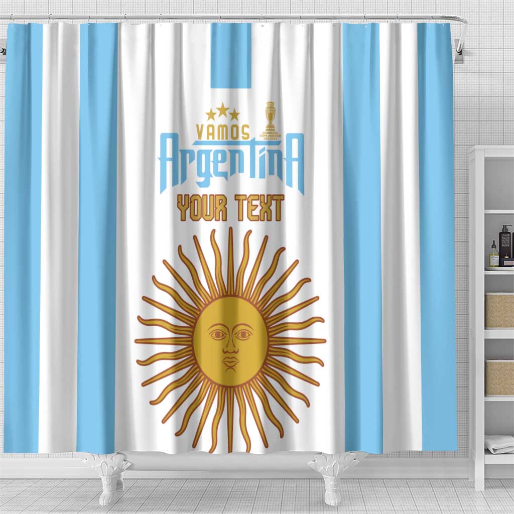 Vamos Argentina Champions Football Custom Shower Curtain White and Sky Blue