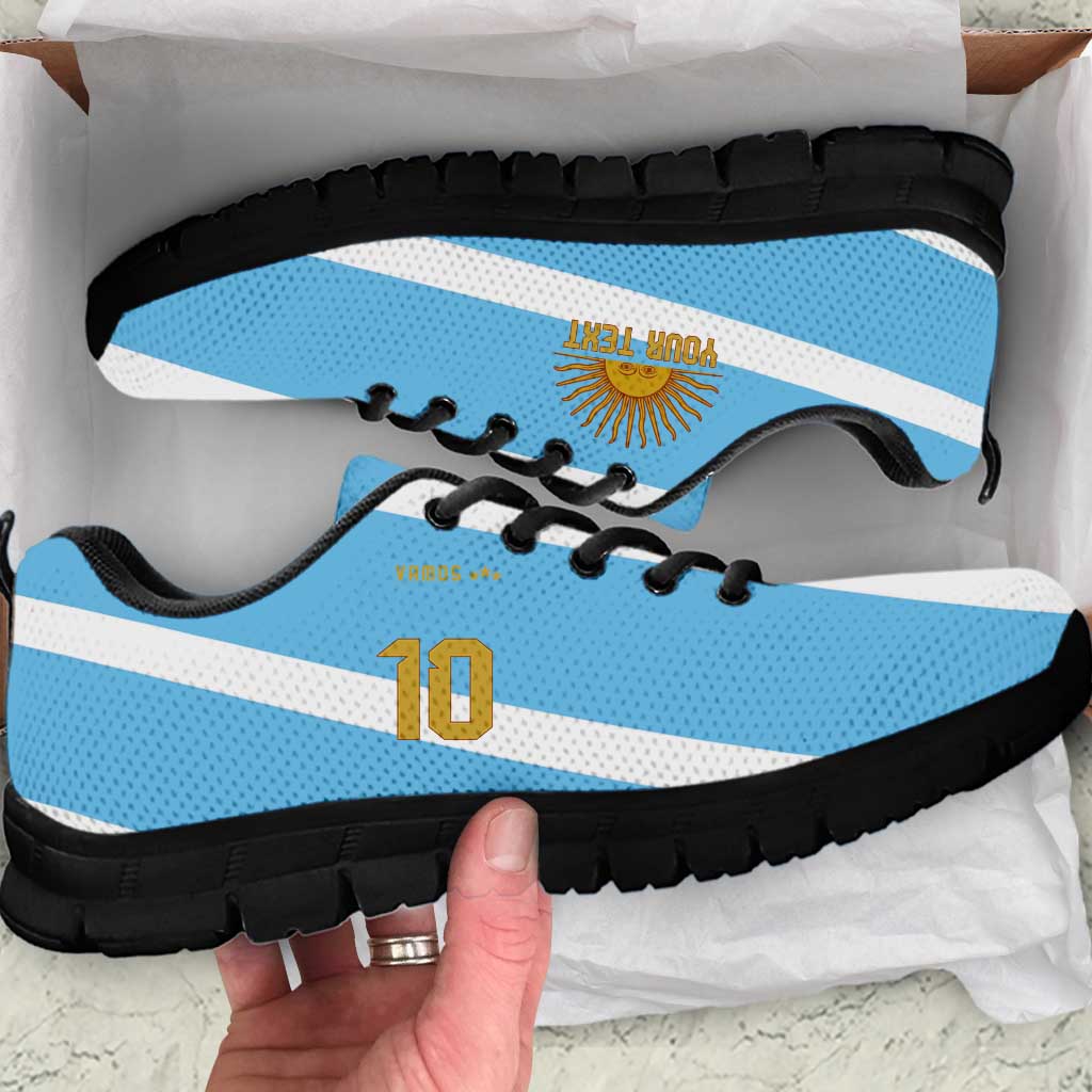 Vamos Argentina Champions Football Custom Sneakers White and Sky Blue - Wonder Print Shop