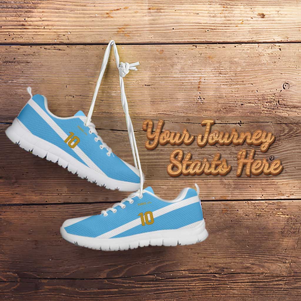 Vamos Argentina Champions Football Custom Sneakers White and Sky Blue - Wonder Print Shop