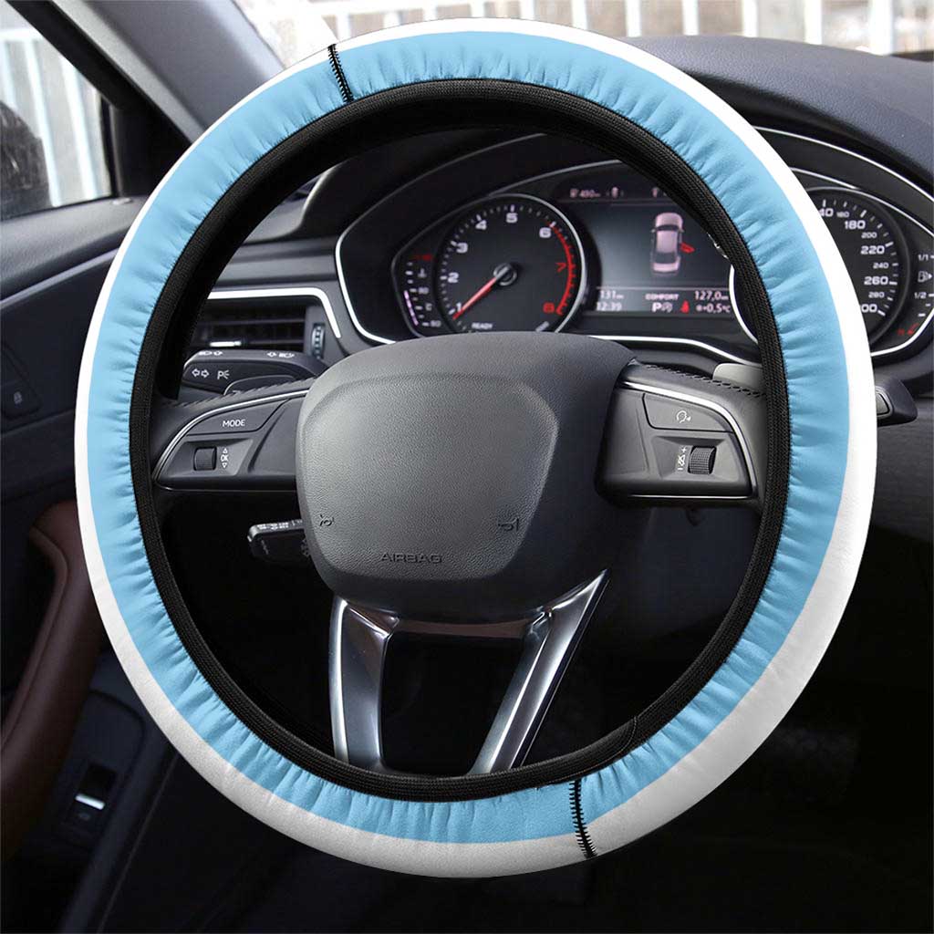 Vamos Argentina Champions Football Steering Wheel Cover White and Sky Blue - Wonder Print Shop