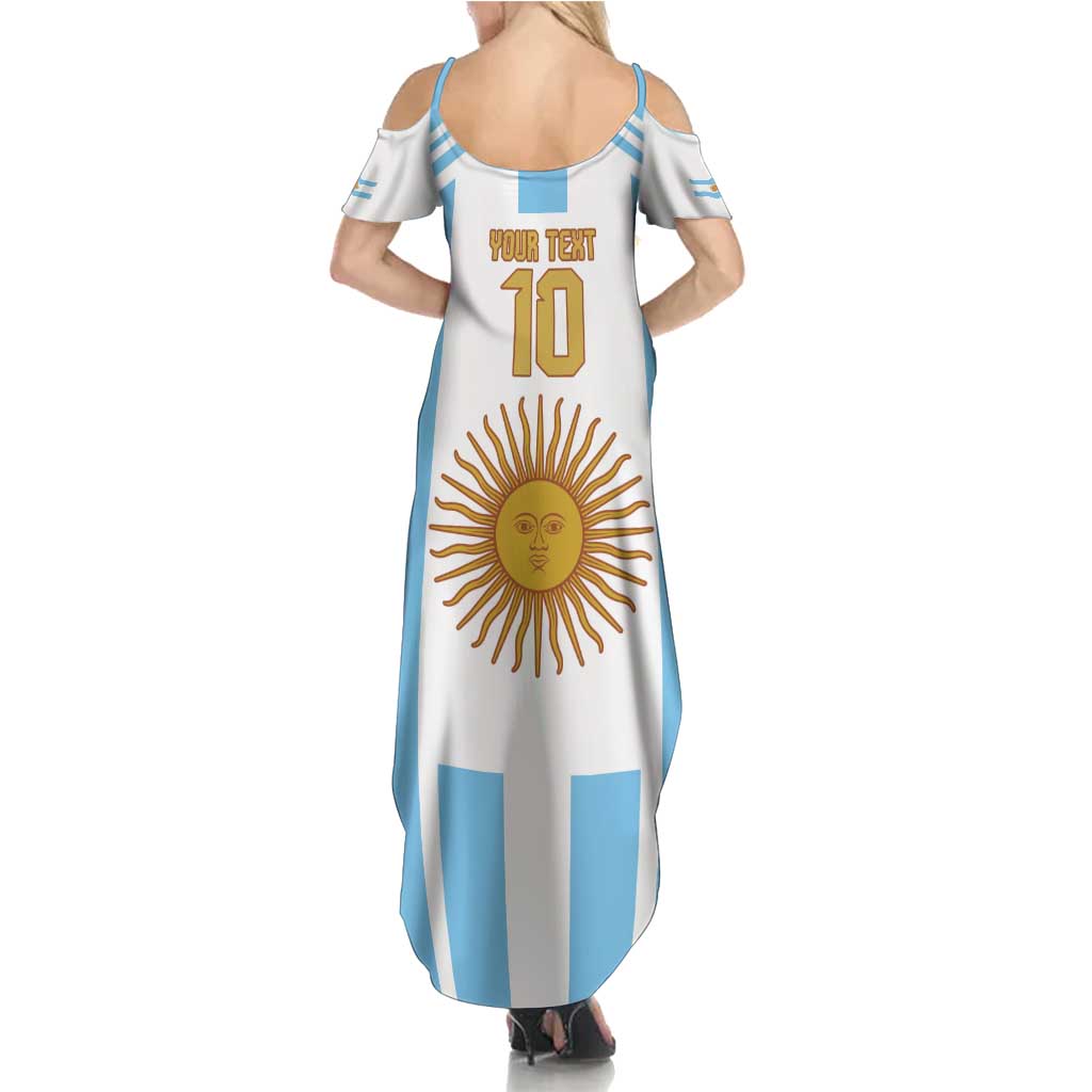 Vamos Argentina Champions Football Custom Summer Maxi Dress White and Sky Blue - Wonder Print Shop