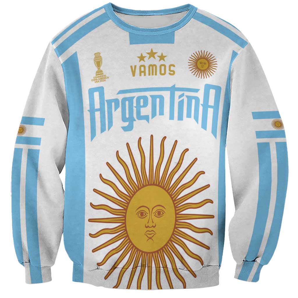Vamos Argentina Champions Football Custom Sweatshirt White and Sky Blue - Wonder Print Shop