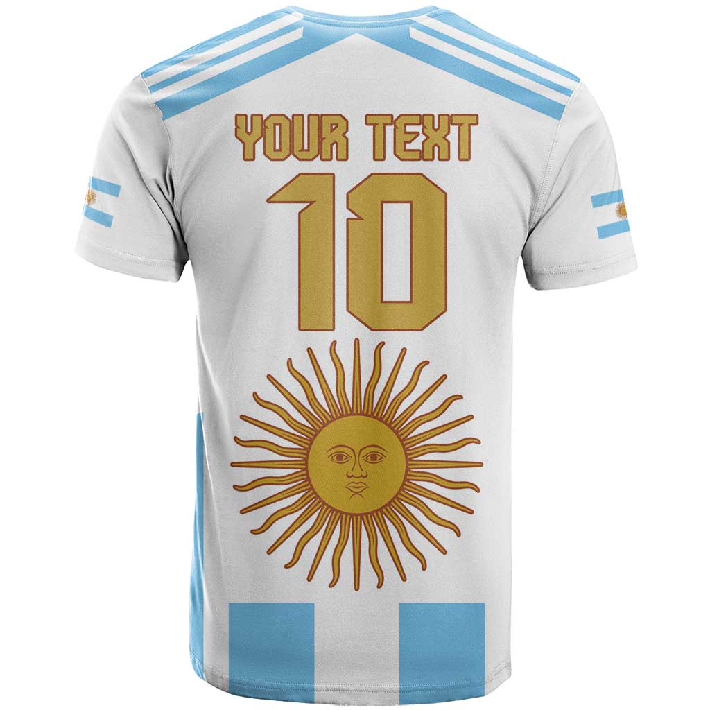 Vamos Argentina Champions Football Custom T Shirt White and Sky Blue - Wonder Print Shop