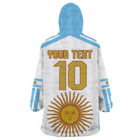 Vamos Argentina Champions Football Custom Wearable Blanket Hoodie White and Sky Blue - Wonder Print Shop