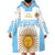 Vamos Argentina Champions Football Custom Wearable Blanket Hoodie White and Sky Blue - Wonder Print Shop