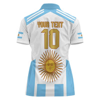 Vamos Argentina Champions Football Custom Women Polo Shirt White and Sky Blue - Wonder Print Shop