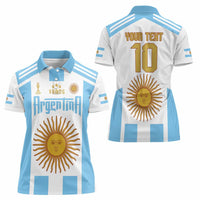 Vamos Argentina Champions Football Custom Women Polo Shirt White and Sky Blue - Wonder Print Shop