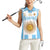 Vamos Argentina Champions Football Custom Women Sleeveless Polo Shirt White and Sky Blue - Wonder Print Shop