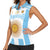 Vamos Argentina Champions Football Custom Women Sleeveless Polo Shirt White and Sky Blue - Wonder Print Shop