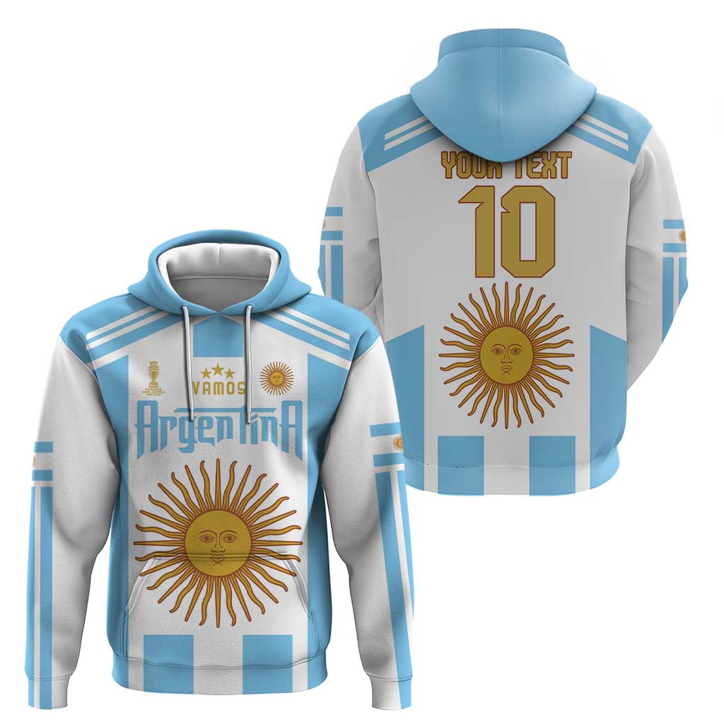 Vamos Argentina Champions Football Custom Zip Hoodie White and Sky Blue - Wonder Print Shop