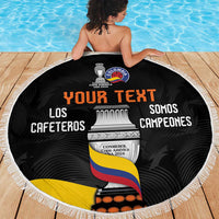 Colombia Champion Football Custom Beach Blanket Los Cafeteros Black Style LT9 - Wonder Print Shop