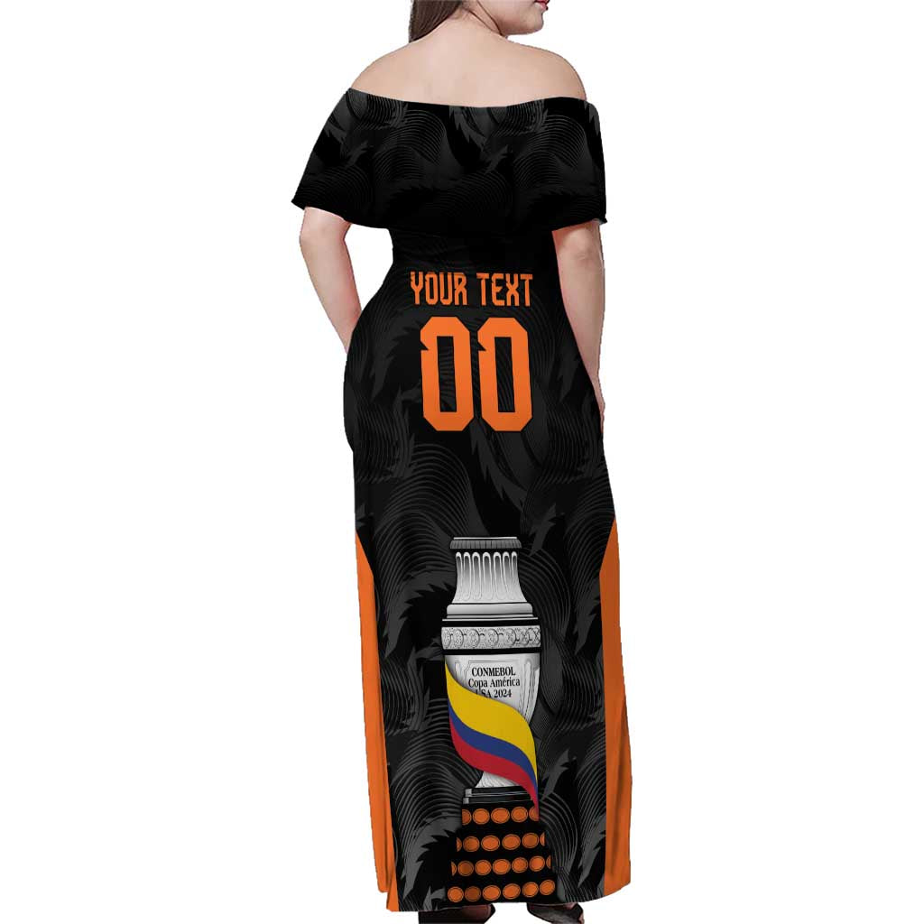 Colombia Champion Football Custom Family Matching Off Shoulder Maxi Dress and Hawaiian Shirt Los Cafeteros Black Style LT9 - Wonder Print Shop