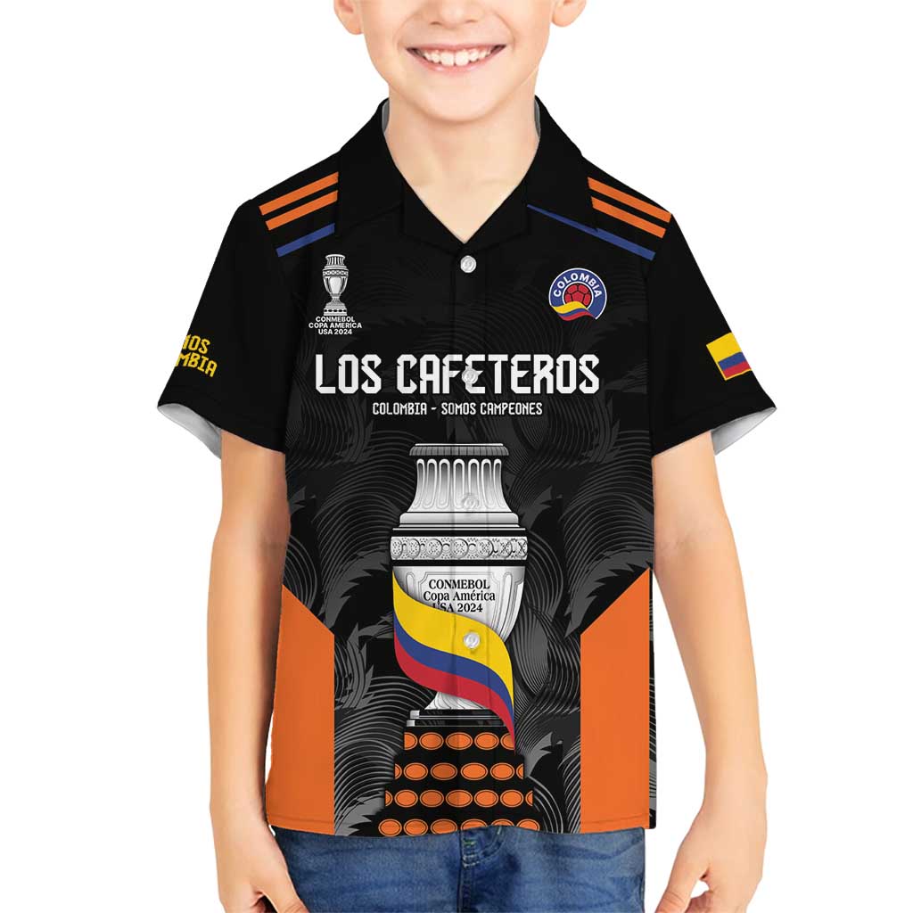 Colombia Champion Football Custom Family Matching Summer Maxi Dress and Hawaiian Shirt Los Cafeteros Black Style - Wonder Print Shop