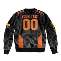 Colombia Champion Football Custom Sleeve Zip Bomber Jacket Los Cafeteros Black Style - Wonder Print Shop