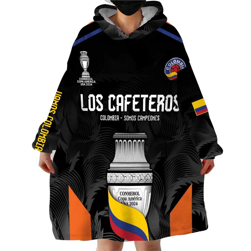 Colombia Champion Football Custom Wearable Blanket Hoodie Los Cafeteros Black Style - Wonder Print Shop
