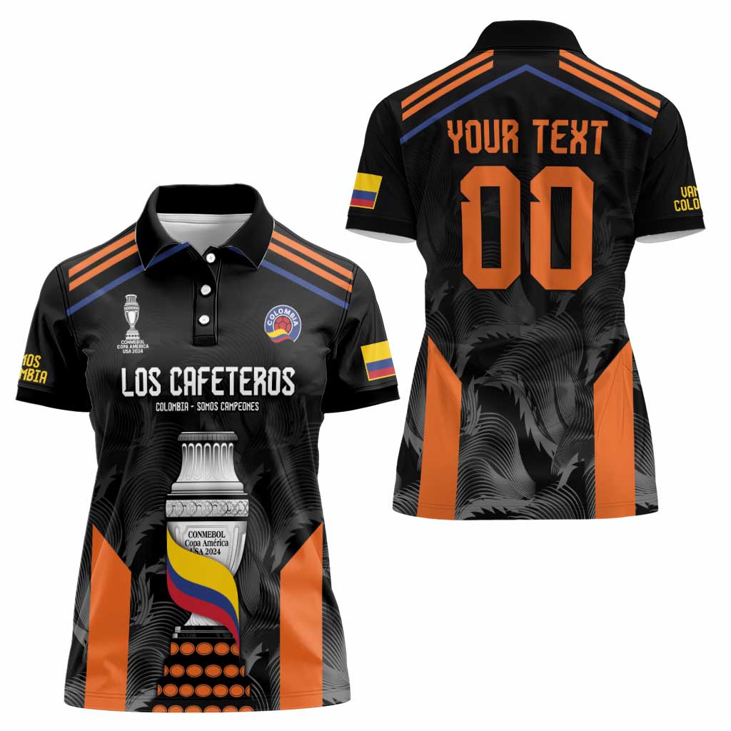 Colombia Champion Football Custom Women Polo Shirt Los Cafeteros Black Style - Wonder Print Shop