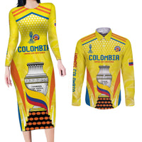 Colombia Champion Football Custom Couples Matching Long Sleeve Bodycon Dress and Long Sleeve Button Shirt Los Cafeteros Somos Campeones LT9 - Wonder Print Shop