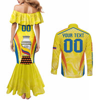 Colombia Champion Football Custom Couples Matching Mermaid Dress and Long Sleeve Button Shirt Los Cafeteros Somos Campeones