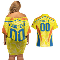 Colombia Champion Football Custom Couples Matching Off Shoulder Short Dress and Hawaiian Shirt Los Cafeteros Somos Campeones LT9 - Wonder Print Shop