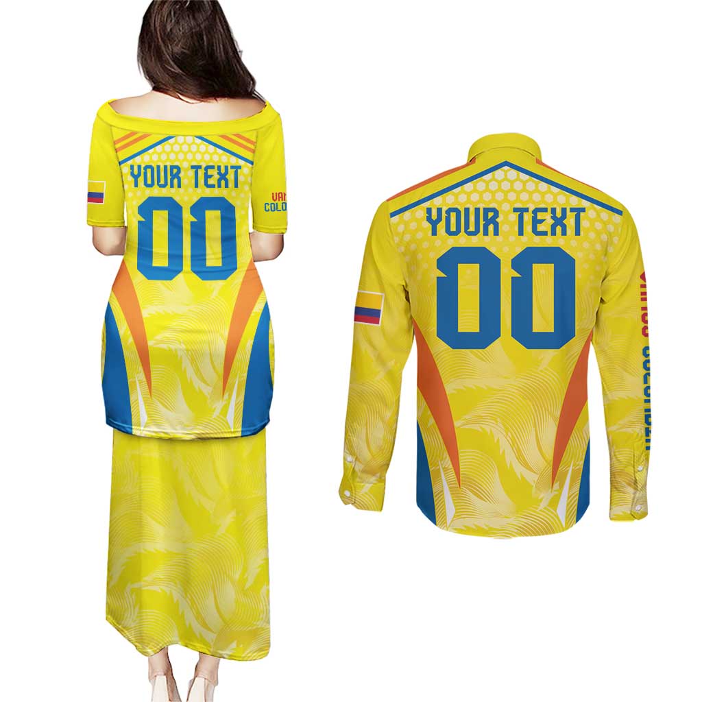 Colombia Champion Football Custom Couples Matching Puletasi and Long Sleeve Button Shirt Los Cafeteros Somos Campeones LT9 - Wonder Print Shop