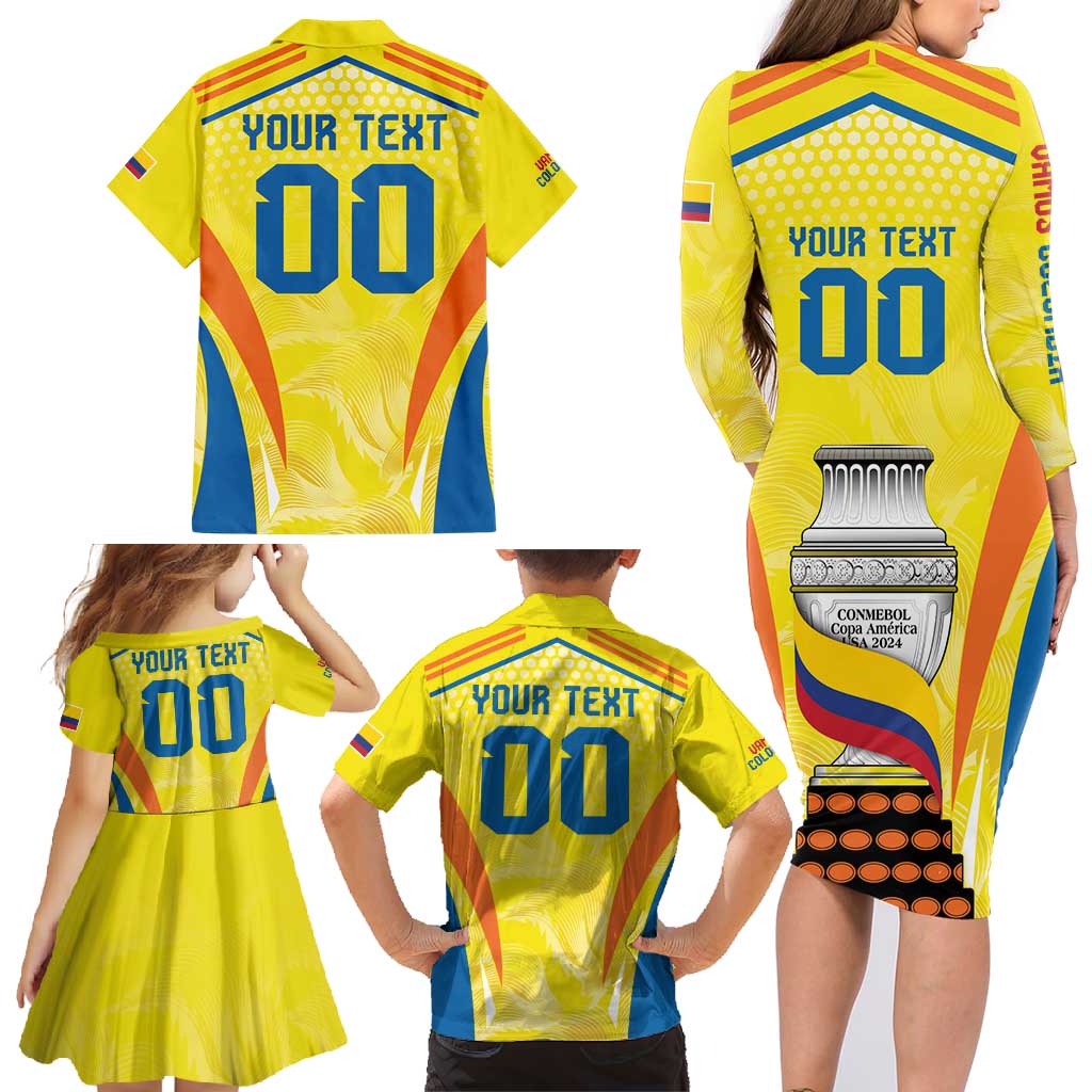Colombia Champion Football Custom Family Matching Long Sleeve Bodycon Dress and Hawaiian Shirt Los Cafeteros Somos Campeones LT9 - Wonder Print Shop