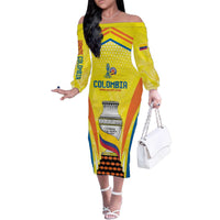 Colombia Champion Football Custom Family Matching Off The Shoulder Long Sleeve Dress and Hawaiian Shirt Los Cafeteros Somos Campeones - Wonder Print Shop
