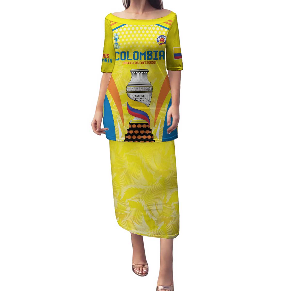 Colombia Champion Football Custom Family Matching Puletasi and Hawaiian Shirt Los Cafeteros Somos Campeones - Wonder Print Shop