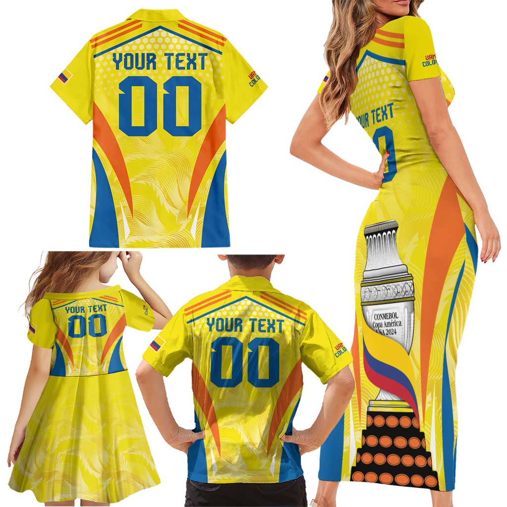 Colombia Champion Football Custom Family Matching Short Sleeve Bodycon Dress and Hawaiian Shirt Los Cafeteros Somos Campeones - Wonder Print Shop