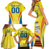 Colombia Champion Football Custom Family Matching Short Sleeve Bodycon Dress and Hawaiian Shirt Los Cafeteros Somos Campeones - Wonder Print Shop