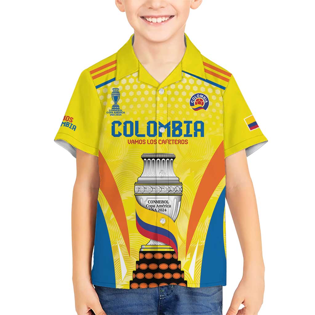 Colombia Champion Football Custom Family Matching Short Sleeve Bodycon Dress and Hawaiian Shirt Los Cafeteros Somos Campeones - Wonder Print Shop