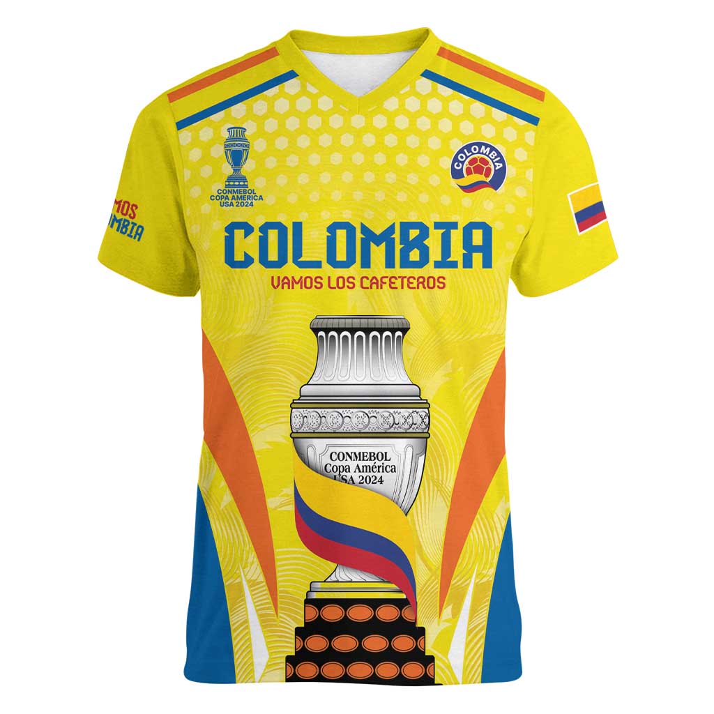 Colombia Champion Football Custom Women V-Neck T-Shirt Los Cafeteros Somos Campeones - Wonder Print Shop