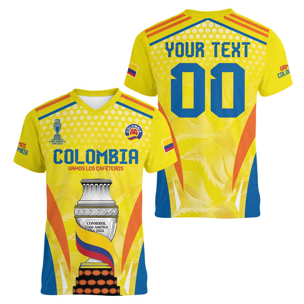 Colombia Champion Football Custom Women V-Neck T-Shirt Los Cafeteros Somos Campeones - Wonder Print Shop