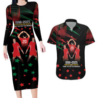Portuguese Footballer Memorial Couples Matching Long Sleeve Bodycon Dress and Hawaiian Shirt 1996-2025 Forever In Our Hearts - Wonder Print Shop