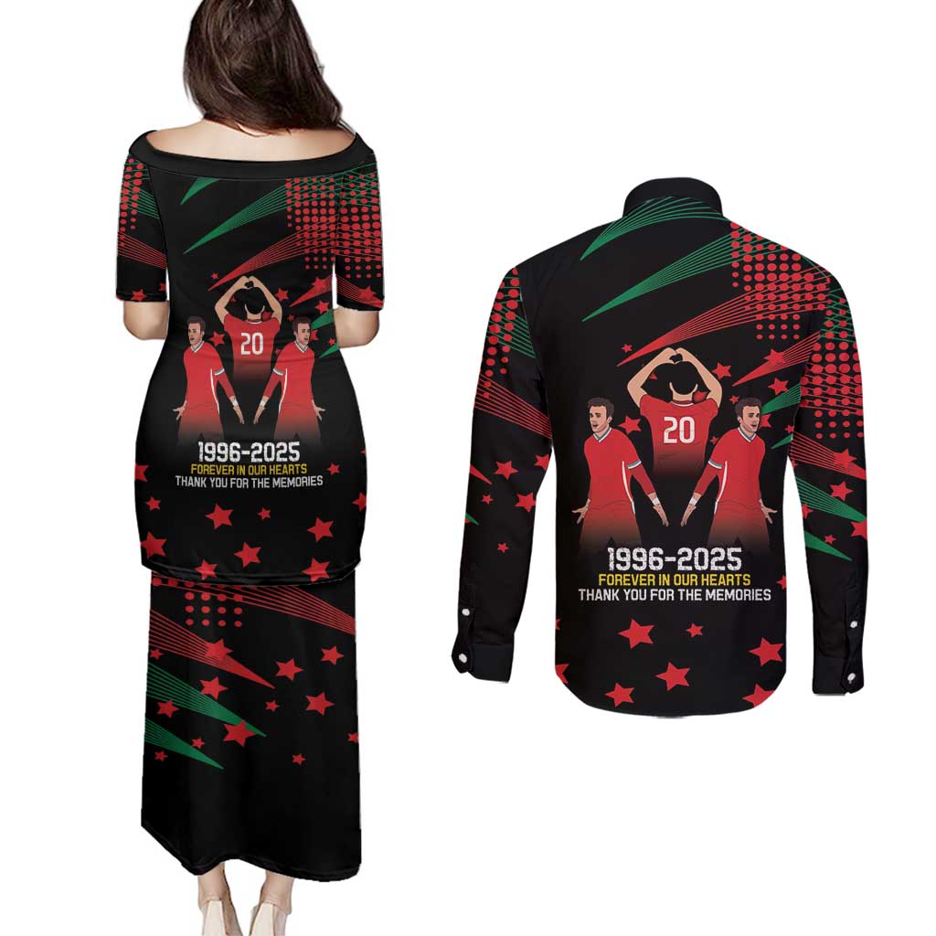 Portuguese Footballer Memorial Couples Matching Puletasi and Long Sleeve Button Shirt 1996-2025 Forever In Our Hearts - Wonder Print Shop