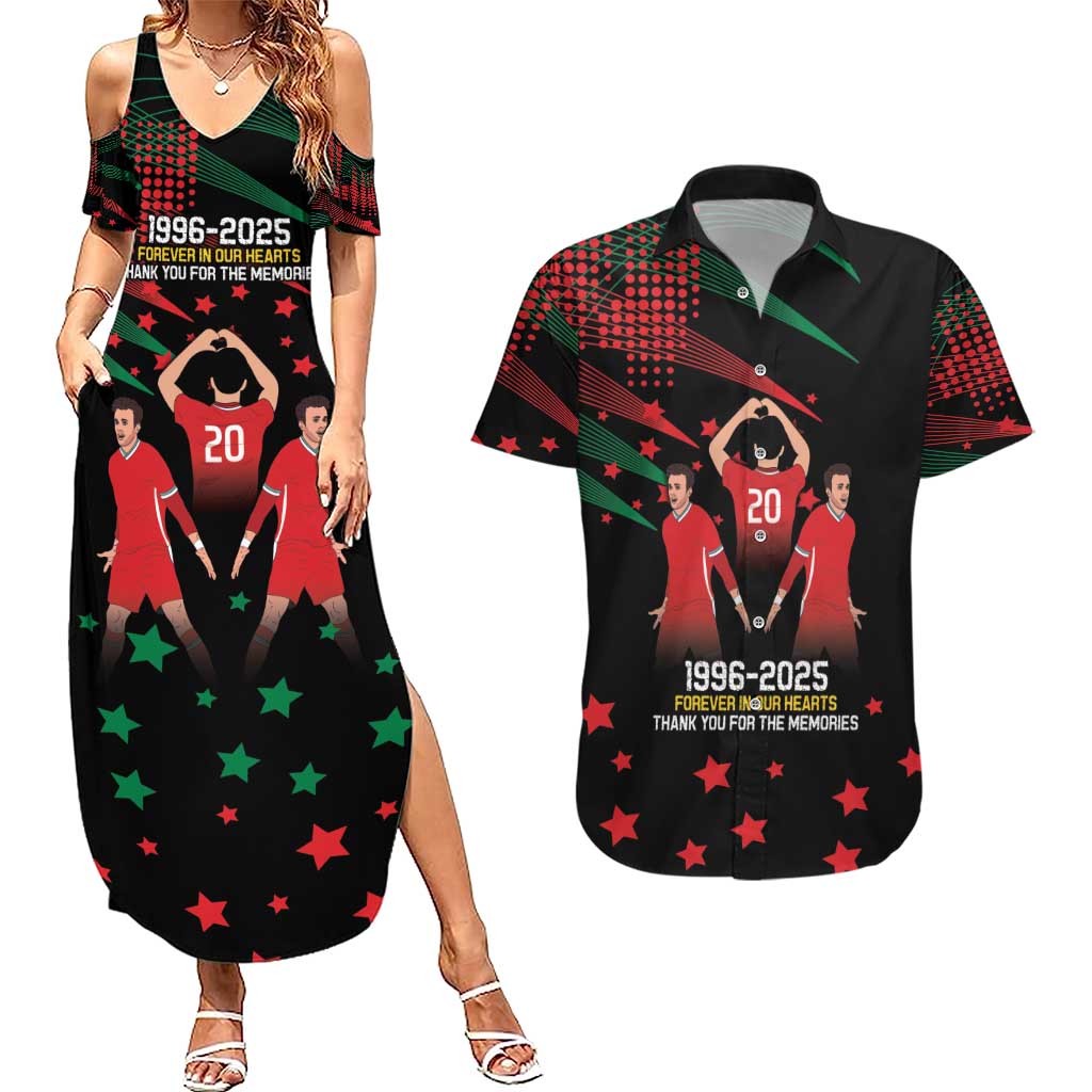 Portuguese Footballer Memorial Couples Matching Summer Maxi Dress and Hawaiian Shirt 1996-2025 Forever In Our Hearts - Wonder Print Shop